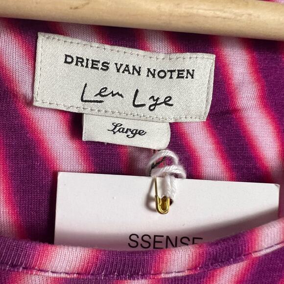 Dries Van Noten Len Lye Pink Striped Print Slit Jersey Maxi Dress Size L - Picture 11 of 13